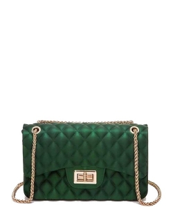Cute Trendy Soft Jelly Cross body Bag 7046 GREEN